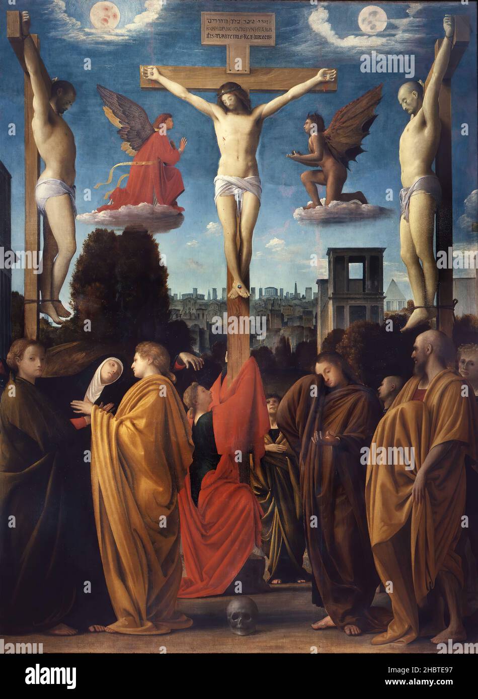 Crocifissione - 1510 25 - oil on canvas 372 x 270 - sl15Suardi Bartolomeo - Bramantino - Stock Photo