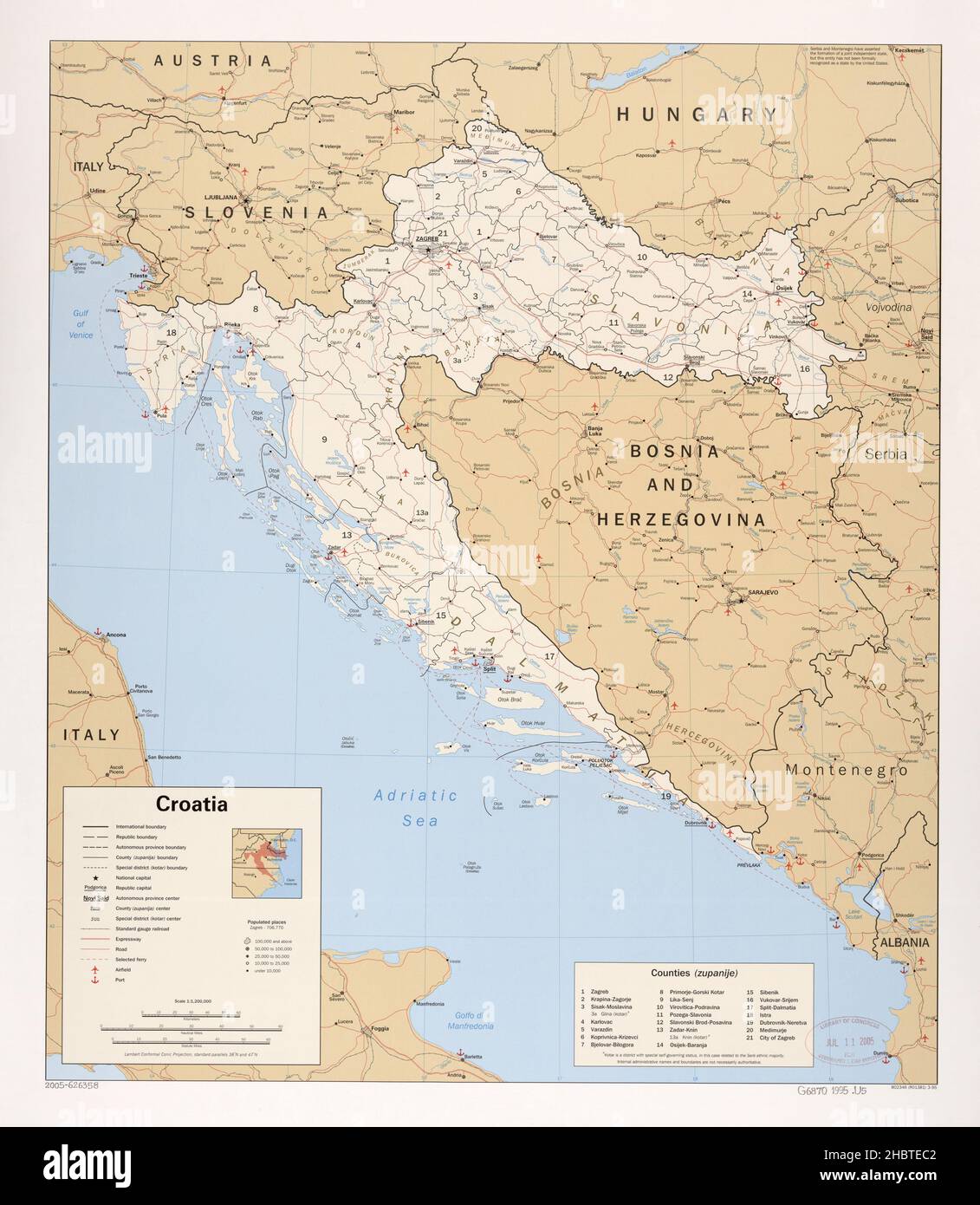 Map Of Croatia Ca 1995 2HBTEC2 