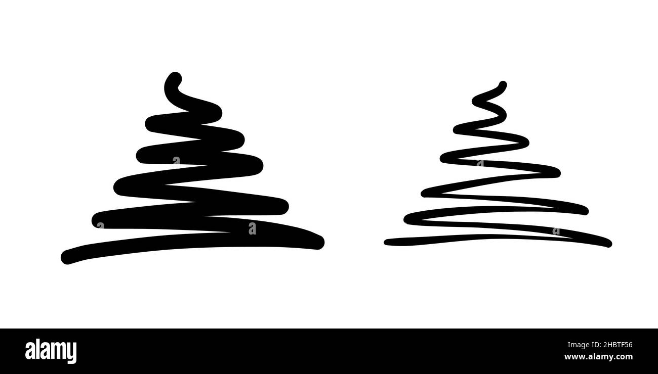 Cristmas tree stylized graphic element, brush stroke creating stylized ...