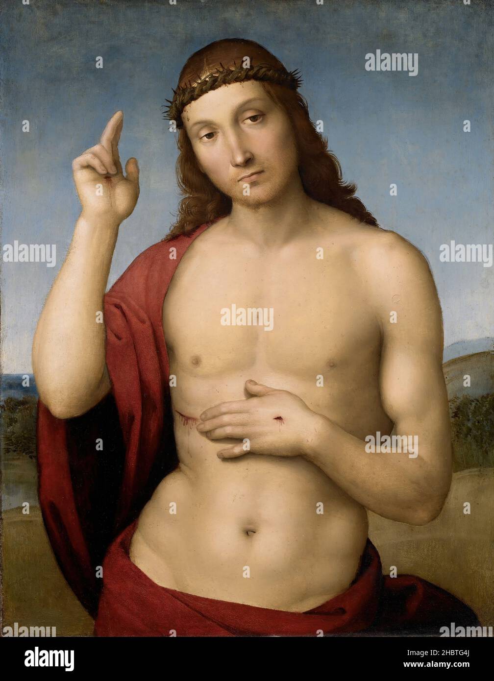 Cristo Redentore benedicente - 1505 06c. - oil on wood 32 x 25 cm - Sanzio Raffaello Stock Photo