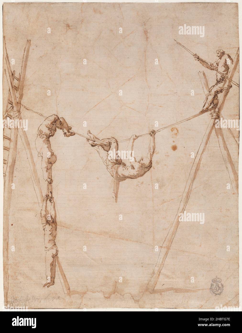 José de Ribera - Acróbatas en la cuerda. Stock Photo