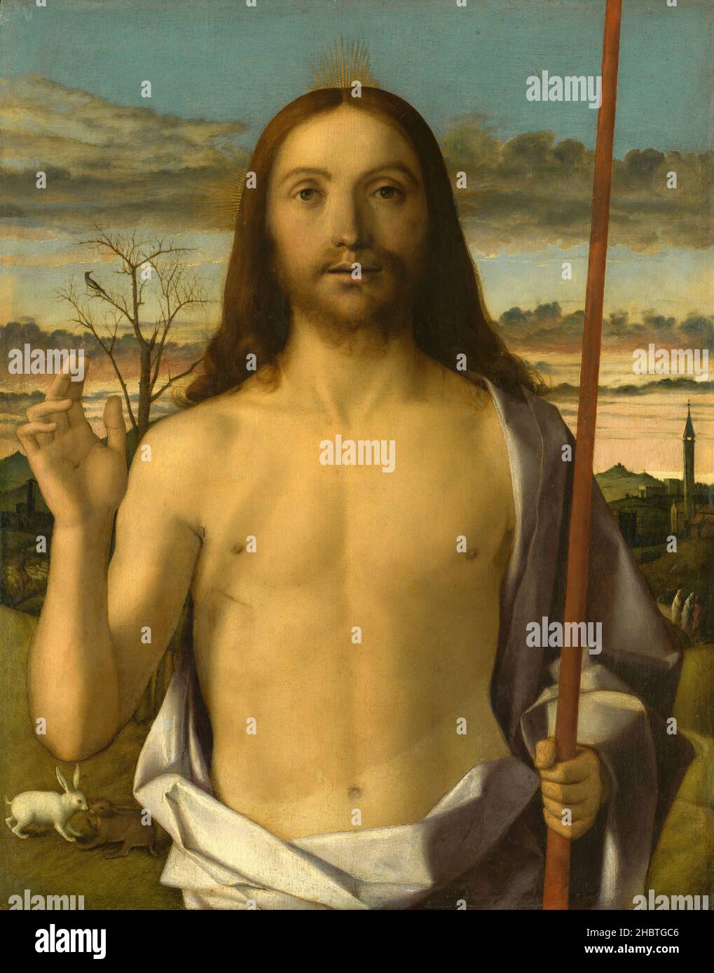 Cristo benedicente - tempera su tavola 59 × 47 cm - Bellini Giovanni Stock Photo