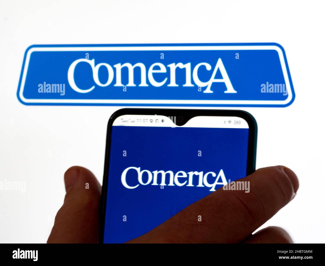 In this photo illustration, Comerica Incorporated logo seen displayed ...