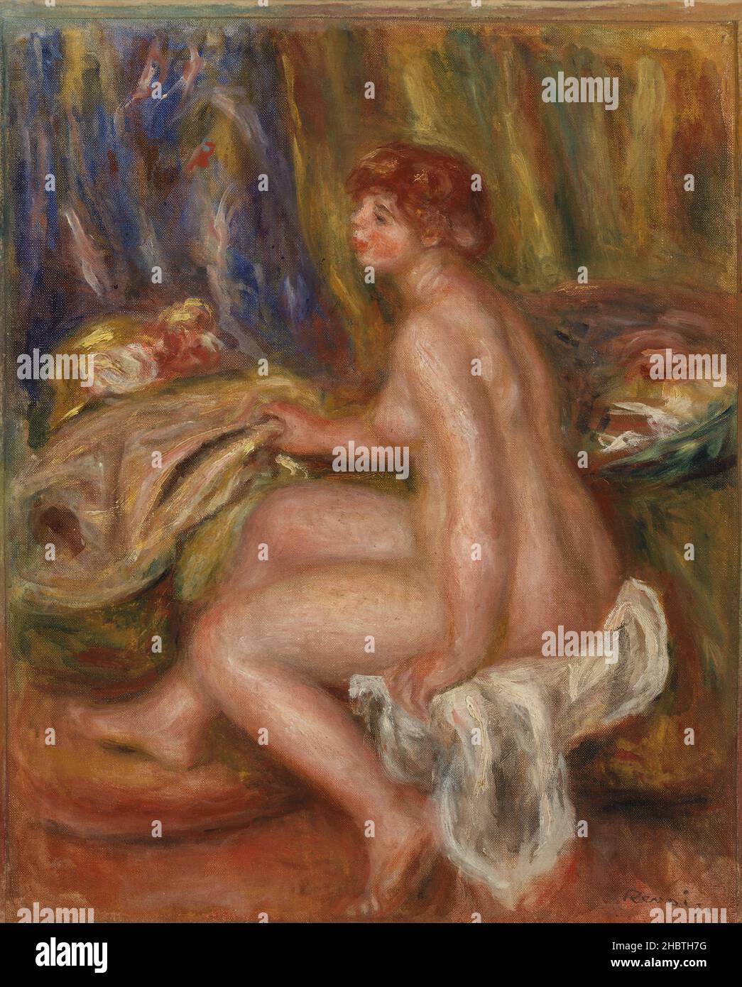 Femme nue assise, vue de profil - 1917c. - Oil on canvas 41,2 x 33,5 cm - Renoir Auguste Stock Photo