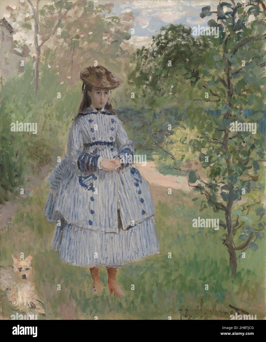 Girl with Dog - 1873 - Oil on canvas 55,2 x 45,7 cm - Monet Claude Stock Photo