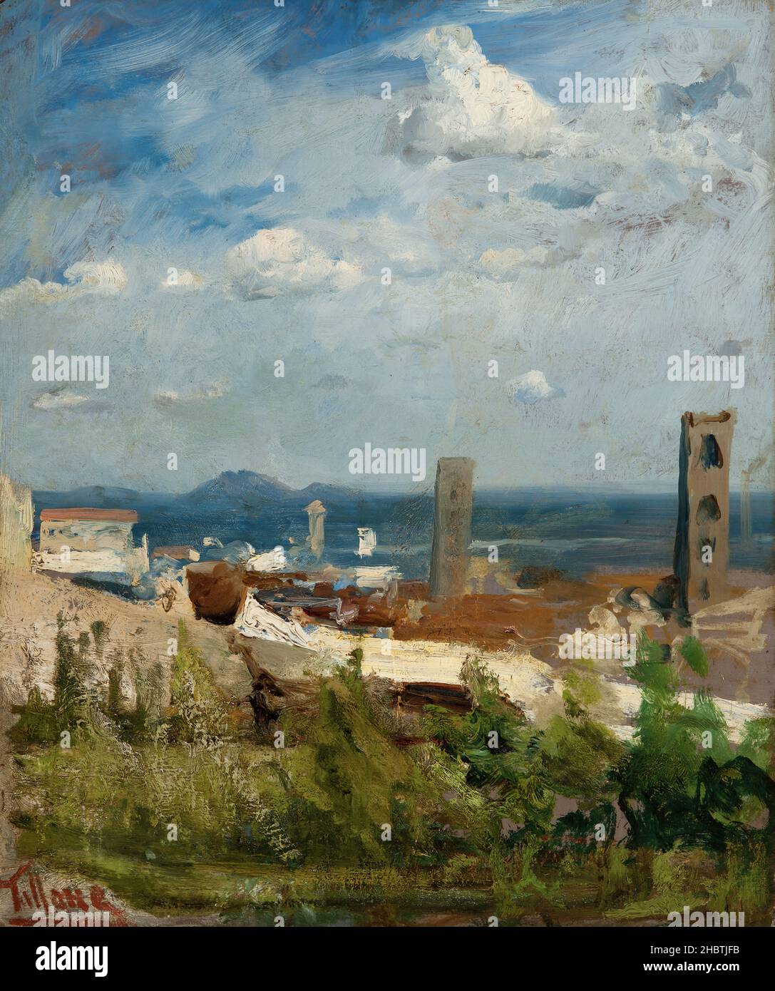 Bergamo alta - 1890c. - Oil on canvas 44,8 x 37,7 cm - Tallone Cesare Stock Photo