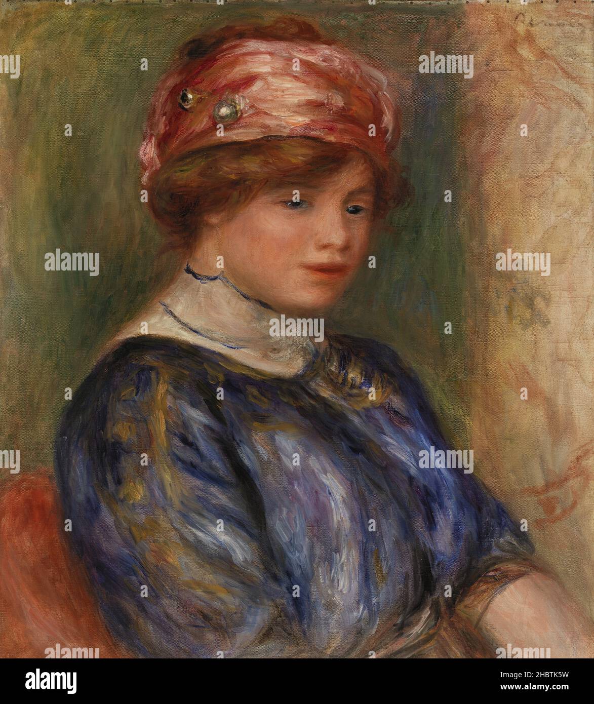 Jeune femme en corsage bleu, buste - 1911 - Oil on canvas 49,7 x 45,1 cm - Renoir Auguste Stock Photo