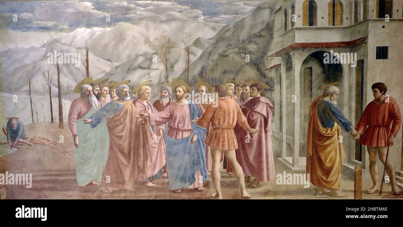 Il pagamento del tributo - 1425 - affresco 255 x 598 cm - Masaccio Stock Photo