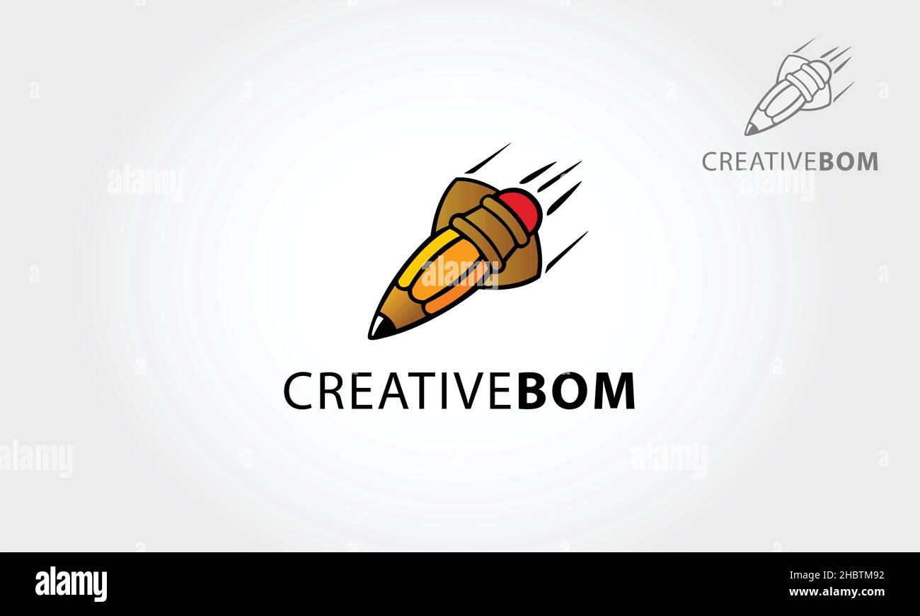 Creative Pencil Boom. Vector Logo design elements. Stock Vector