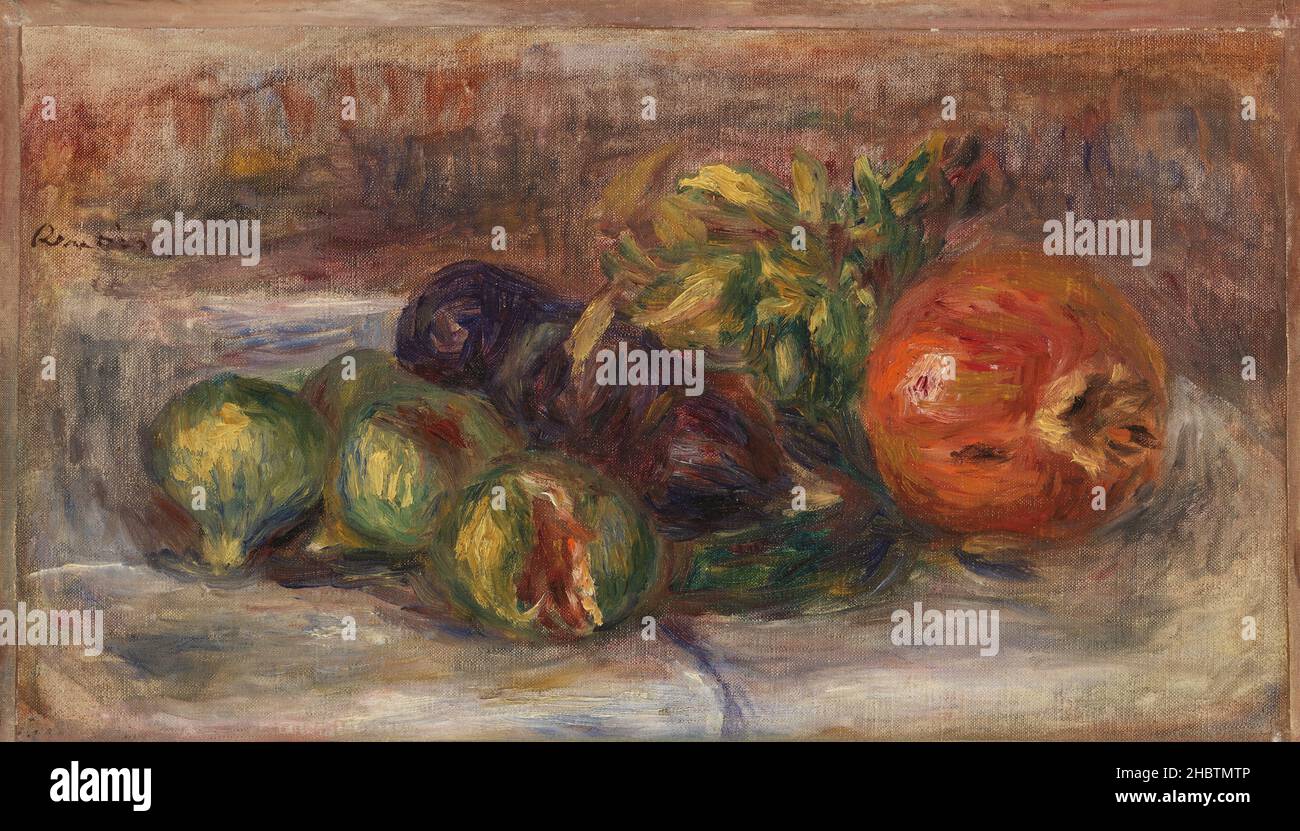 Grenade et figues - 1917 - Oil on canvas 23,3 x 40,3 cm - Renoir Auguste Stock Photo