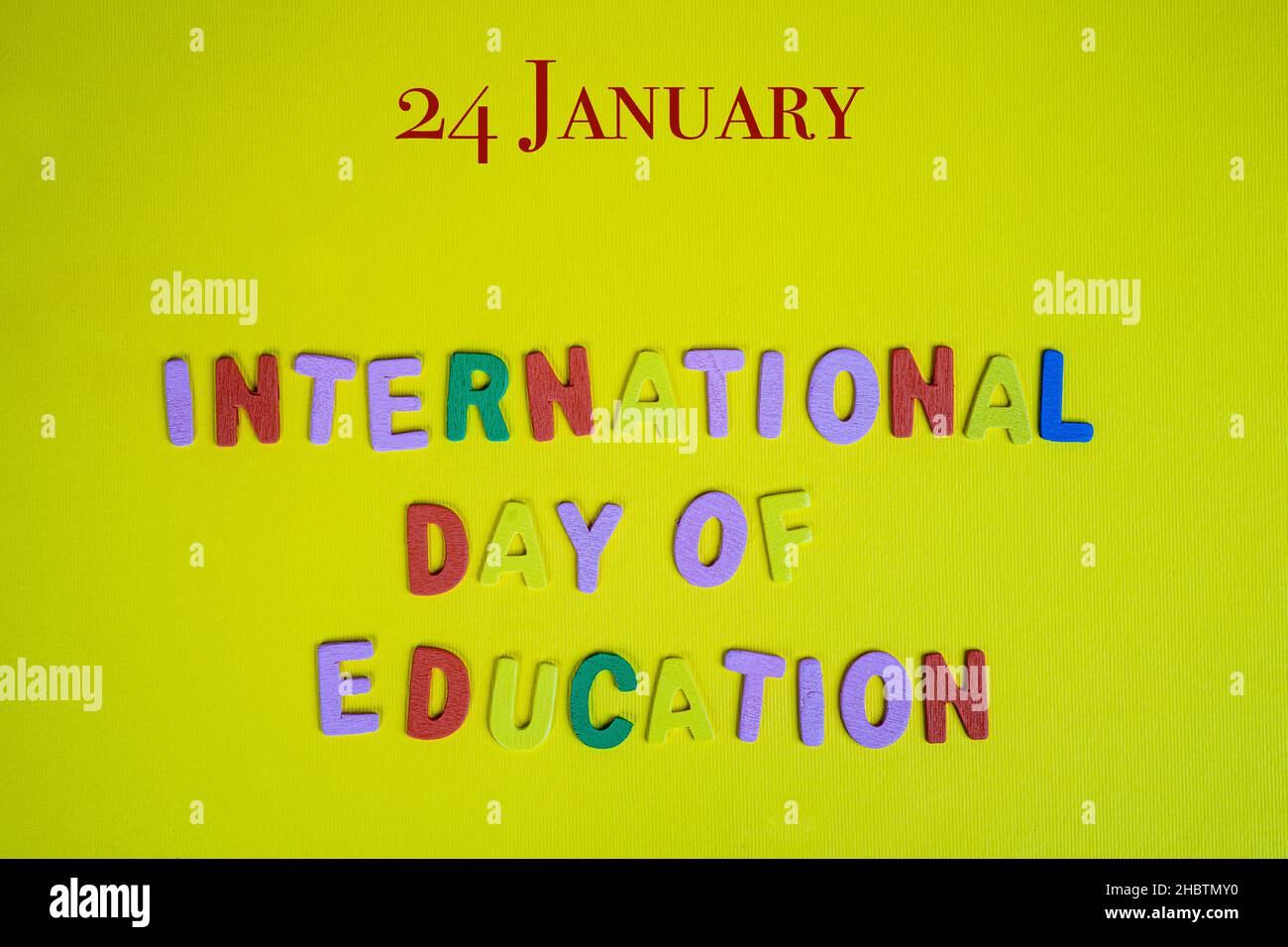 the phrase international day of education formed with colorful letters Stock Photo