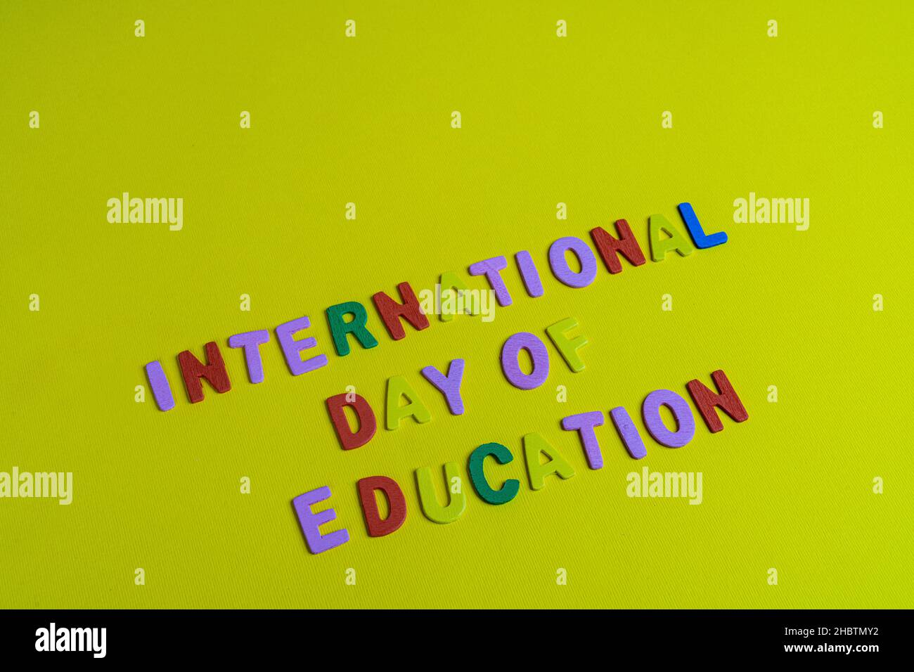 the phrase international day of education formed with colorful letters Stock Photo