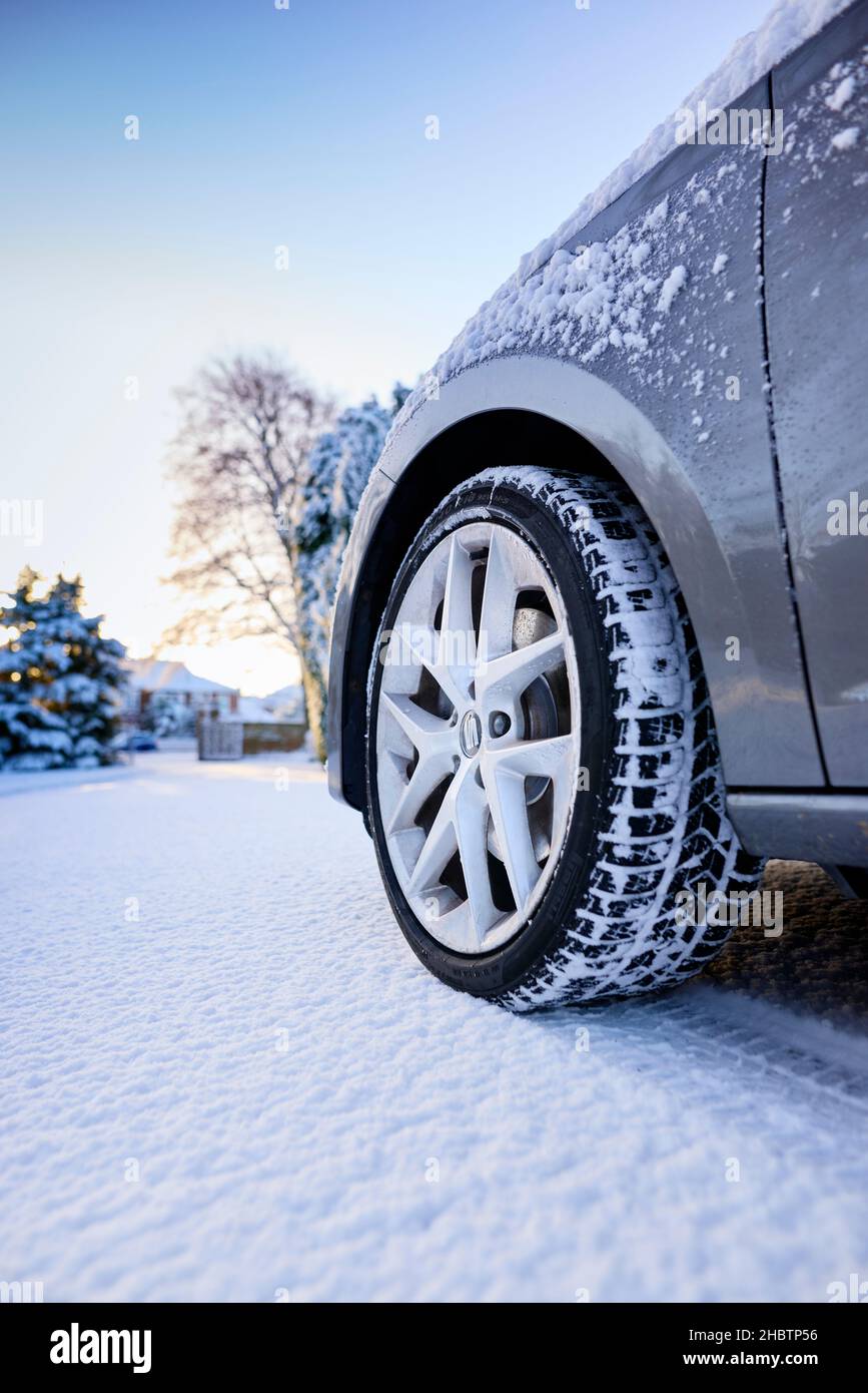 Car fitted with winter tyres Stock Photo