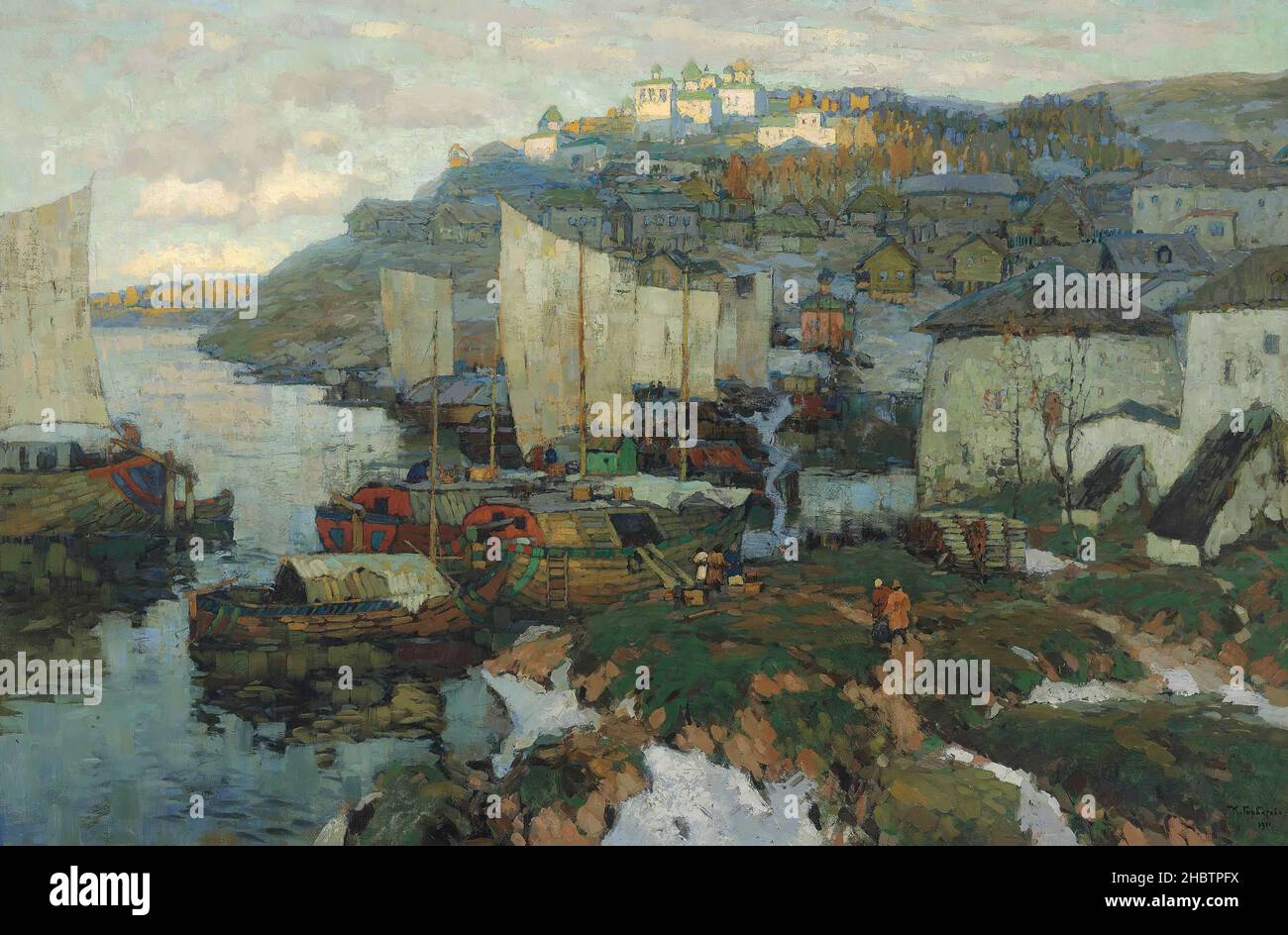Gorbatov Konstantin - Private Collection - The harbour - 1911 - Oil on ...