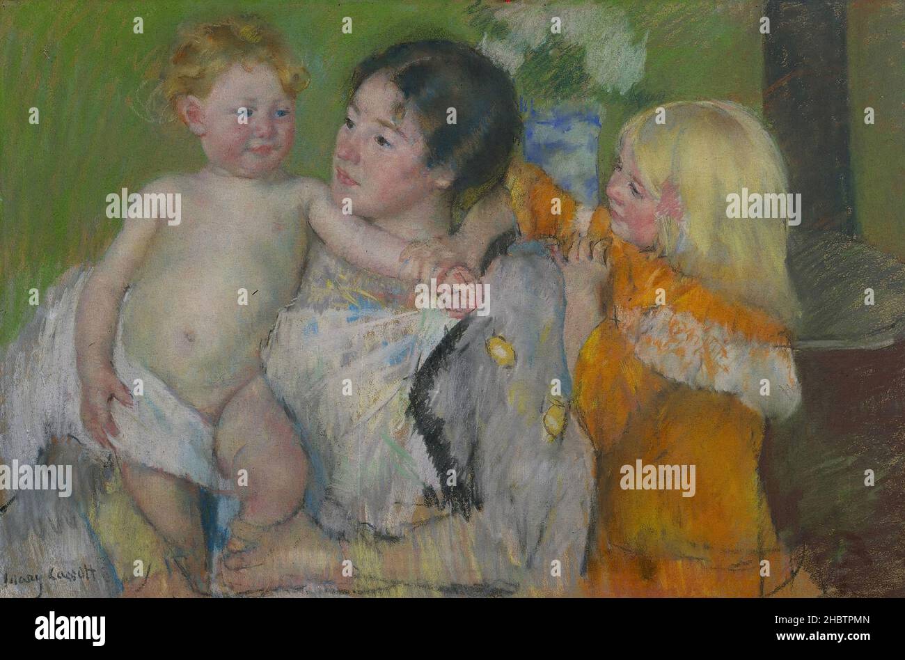 After the bath - 1901 - pastel on carta 66 x 100 cm - Cassatt Mary Stock Photo