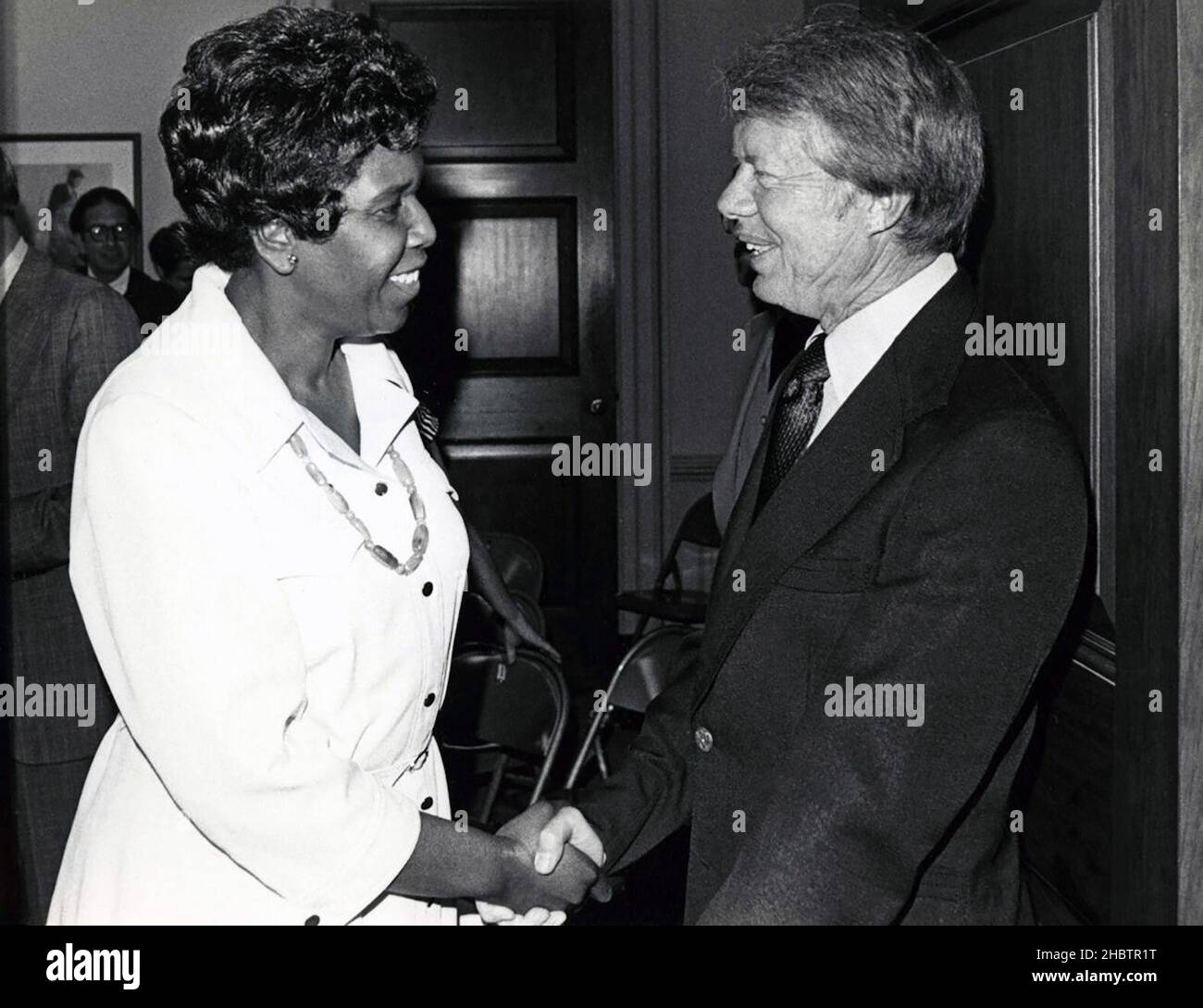 President Jimmy Carter and Representative Barbara Jordan ca.  3 January 1977 Stock Photo