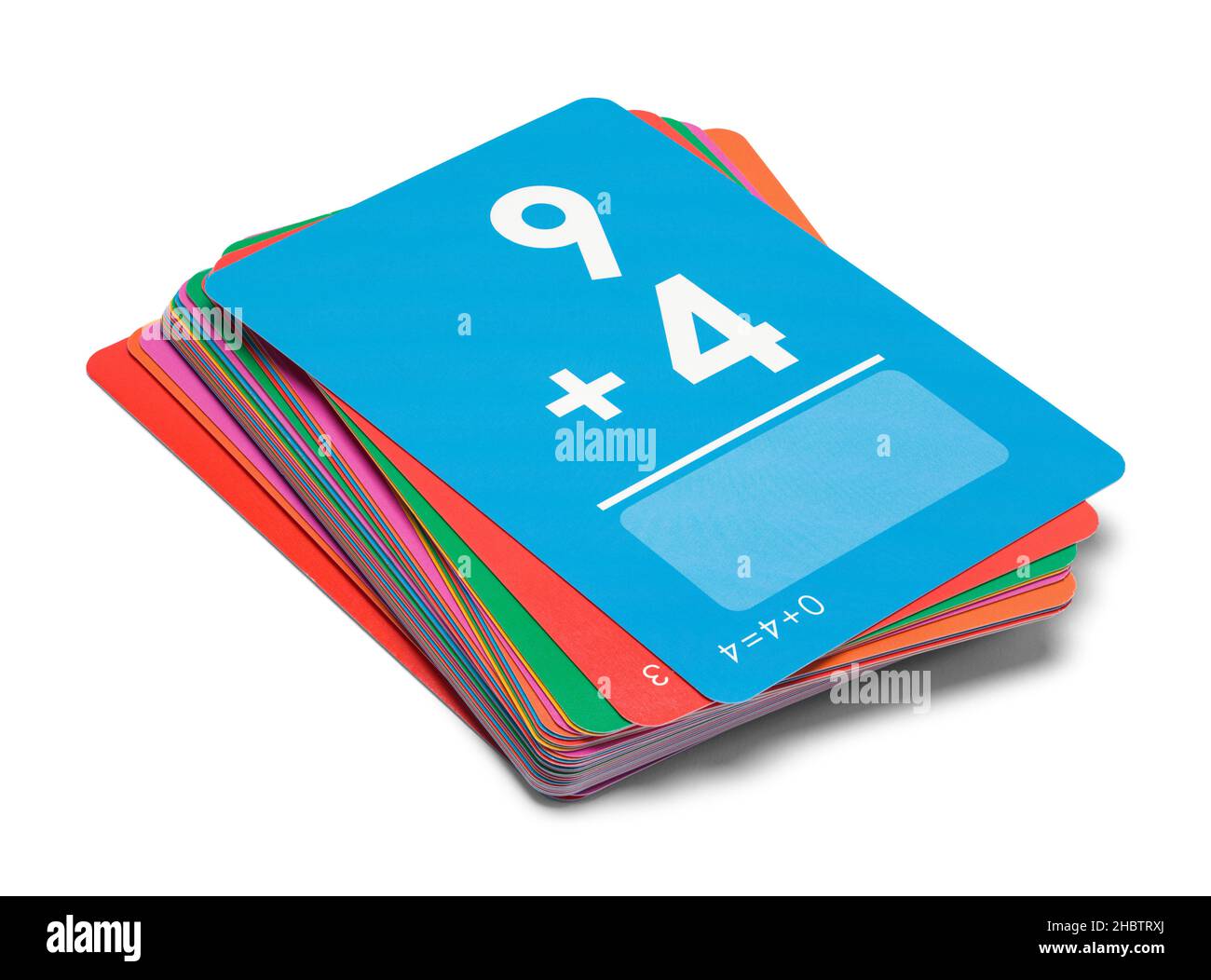 Addition Math Flash Cards Cut Out on White. Stock Photo