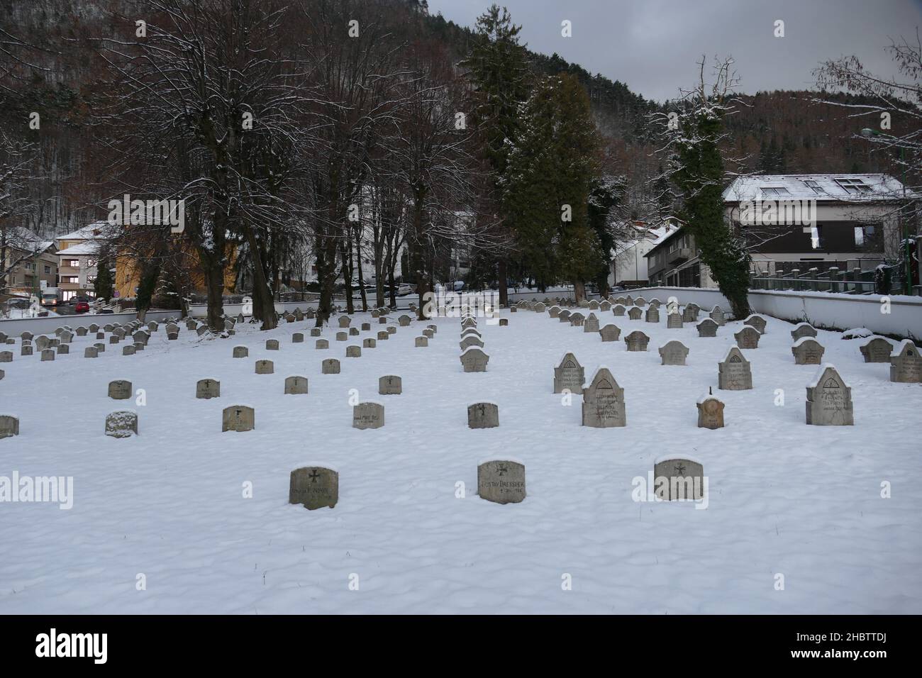 German WW1 graves pictured in the Transylvanian city of Brasov. Picture by Adam Alexander Stock Photo