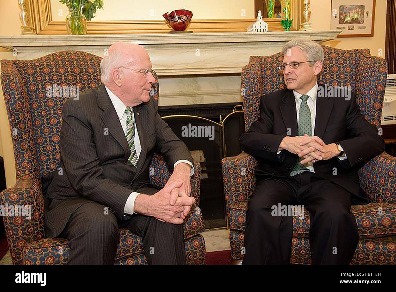 Leahy Meets with SCOTUS Nominee Chief Judge Merrick Garland ca.  17 March 2016 Stock Photo