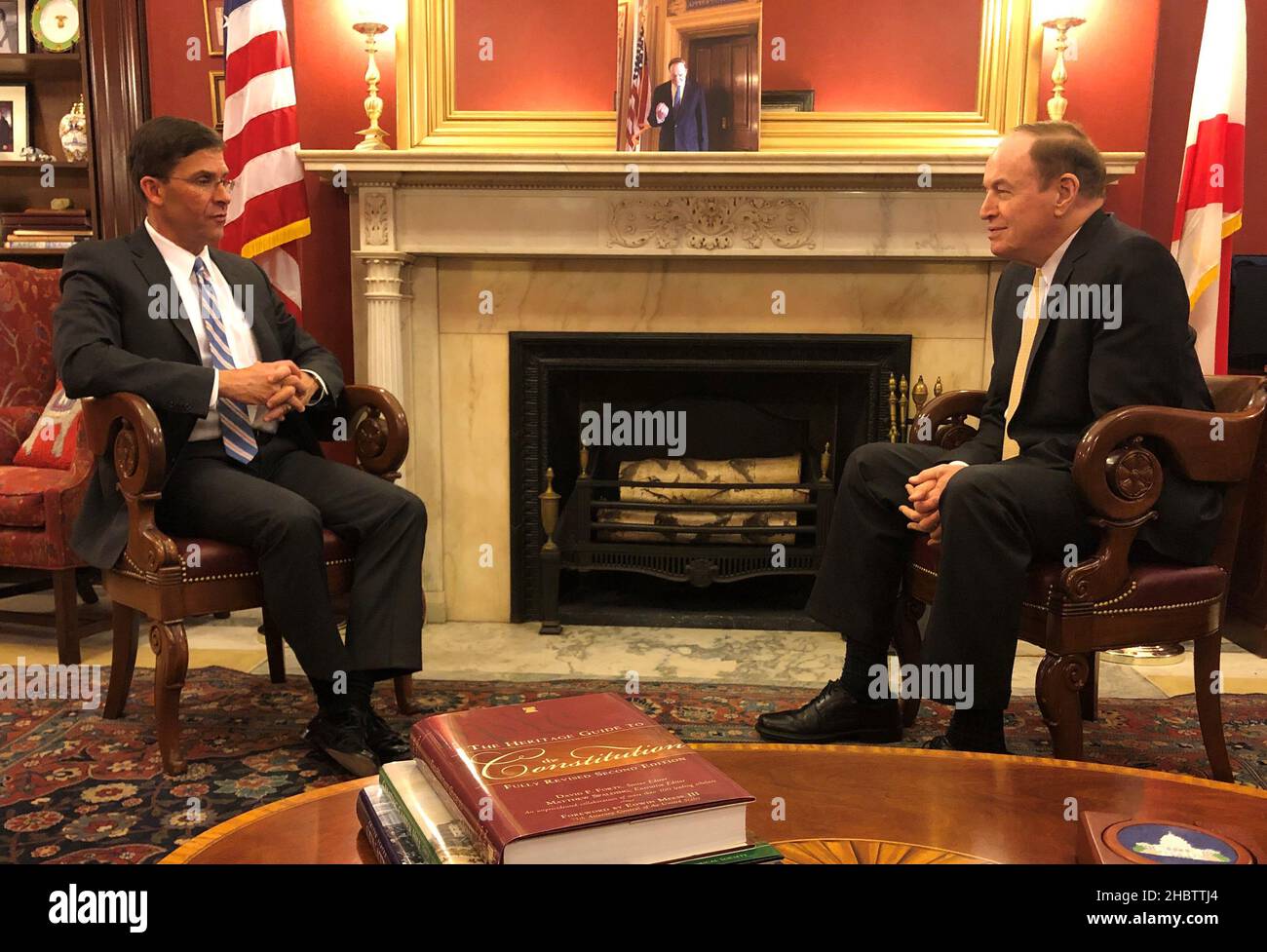 Senator Richard Shelby meeting with Army Secretary Mark Esper ca.  15 May 2019 Stock Photo