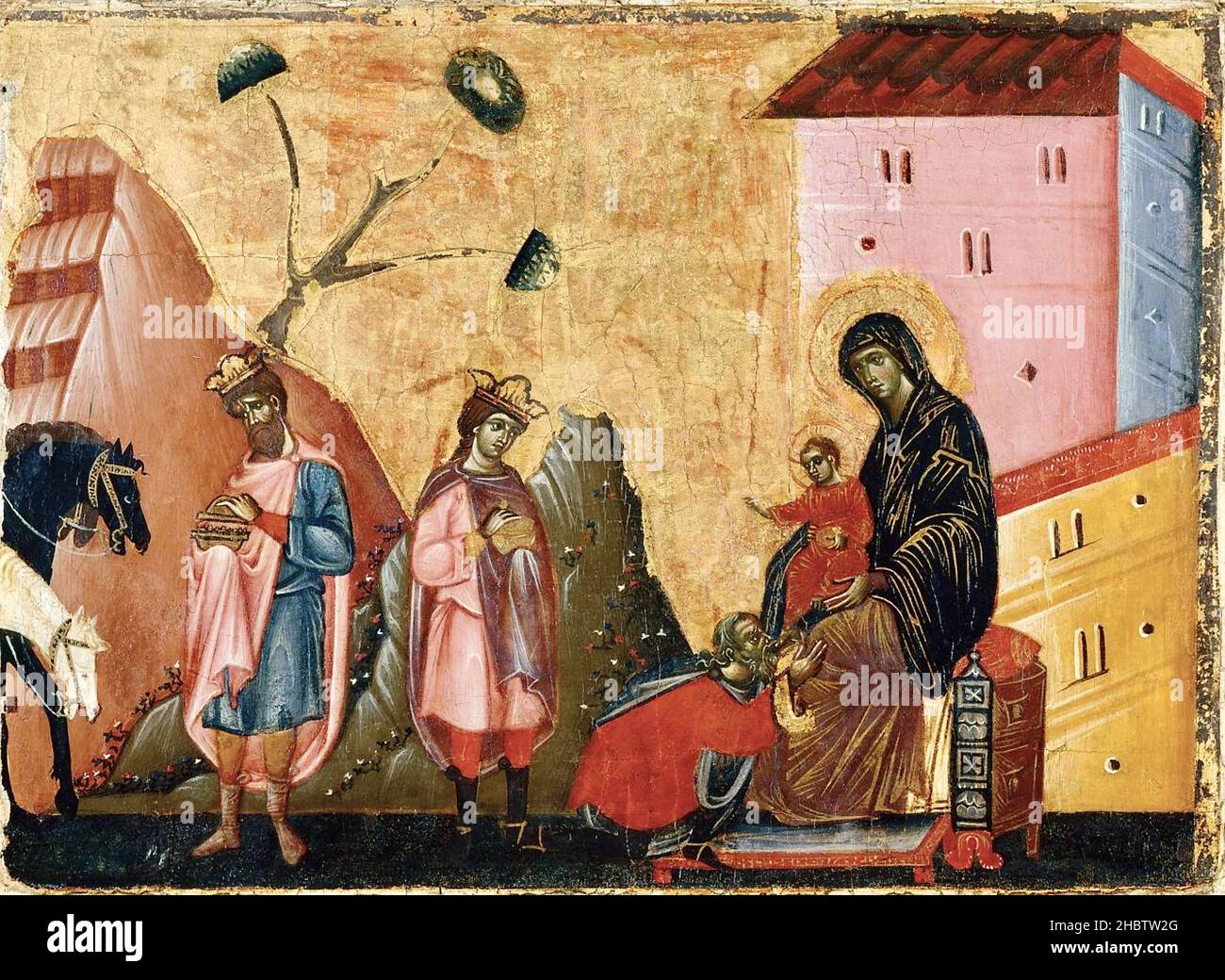 Anbetung der Heiligen Drei Könige - no date - tempera e oro on canvas di pioppo 33,9 x 45,9 cm - Da Siena Guido Stock Photo