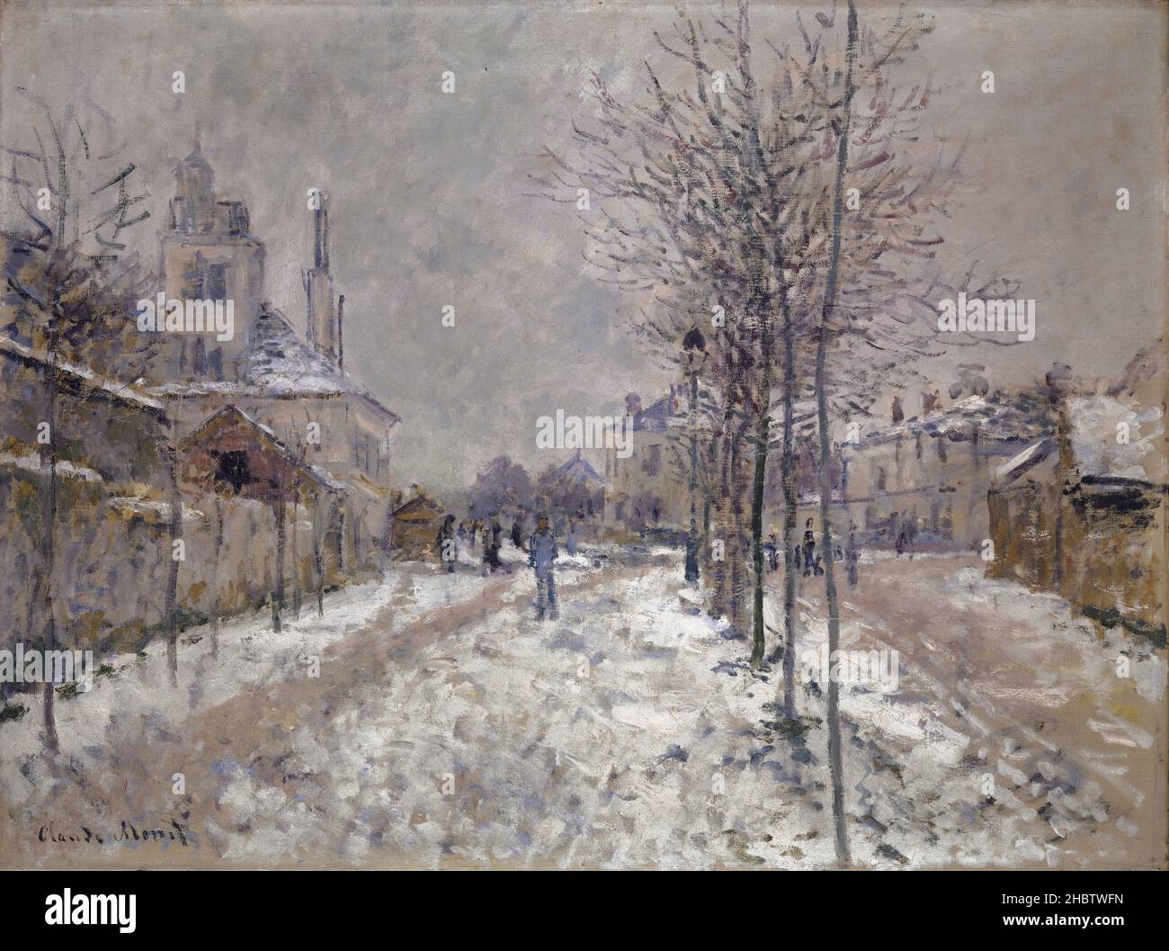 Le Boulevard de Pontoise à Argenteuil, neige - 1875 - Oil on canvas 60,2 x 81,2 cm - Monet Claude Stock Photo
