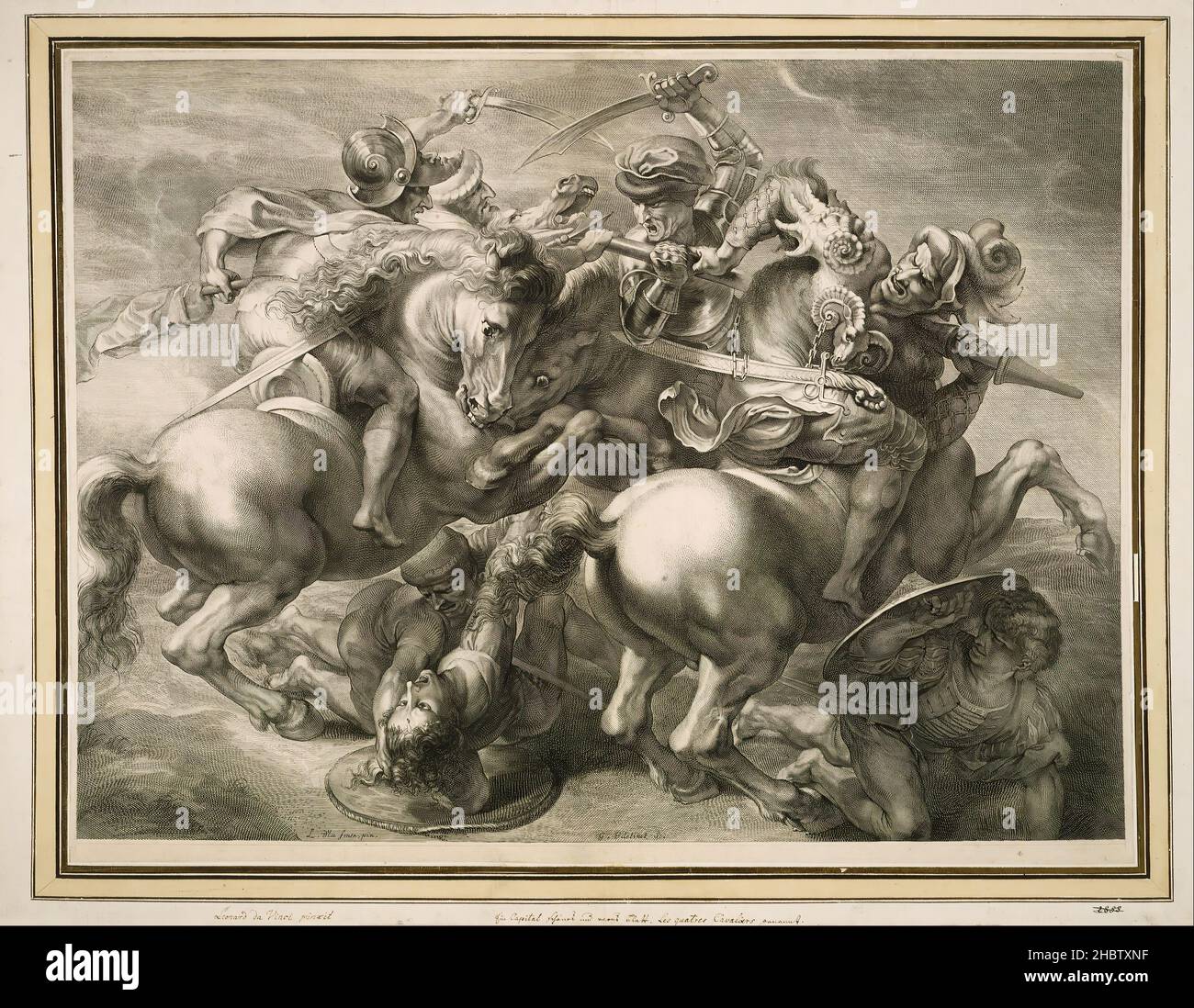 Gérard Edelinck - The Battle of Four Horsemen (Battle of Anghiari) Stock Photo