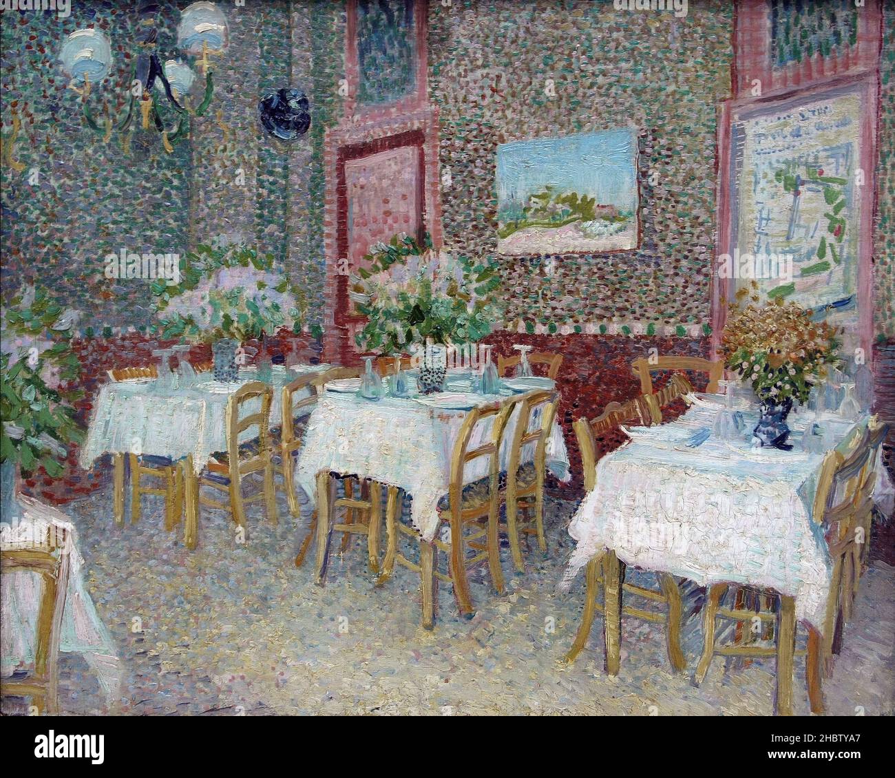 Interior of a restaurant - 1887 - Oil on canvas 45,5 x 56 cm - Van Gogh Vincent Stock Photo