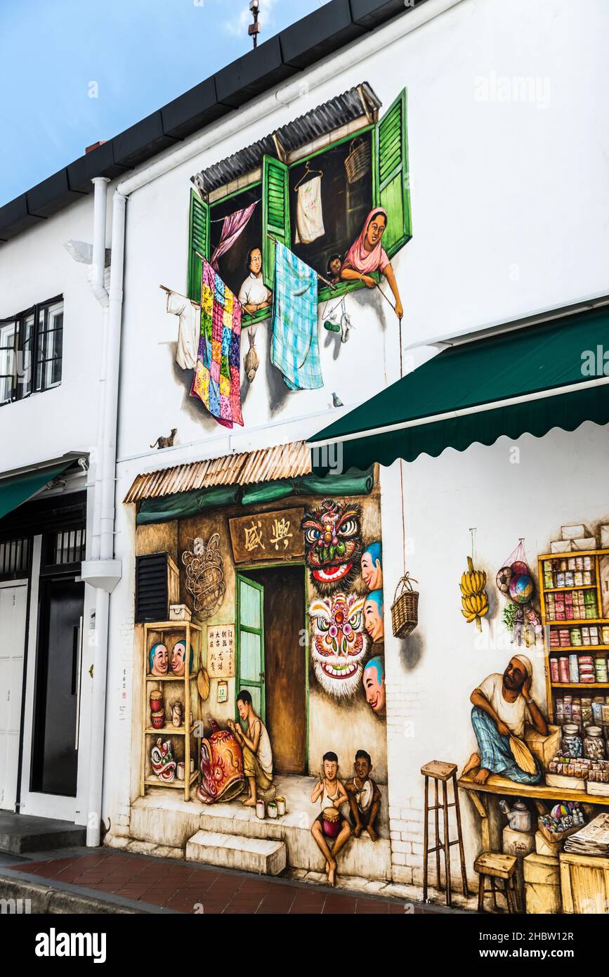 Murals in Chinatown, Singapore Stock Photo Alamy