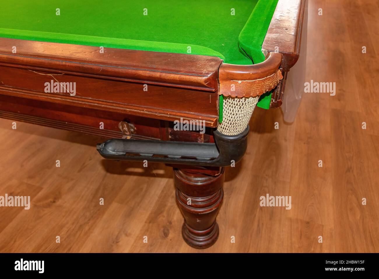 Detail of the pocket of an old snooker table Stock Photo Alamy