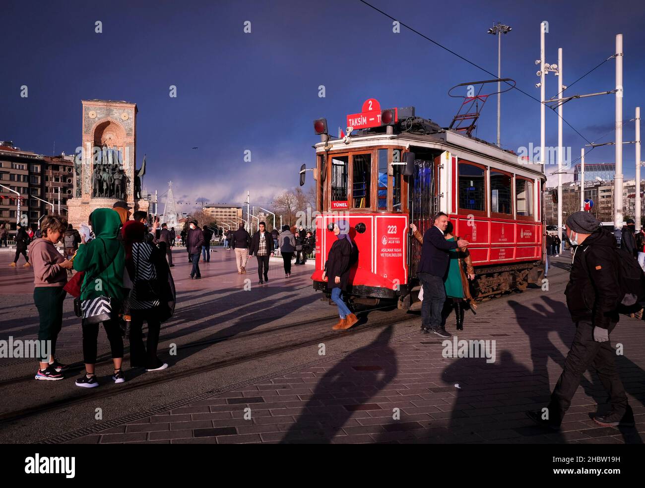 Istanbul, Istanbul, Turkey. 22nd Dec, 2021. Turkey is going through a very serious economic crisis. After a historical record low on December 20th 2021, the Turkish lira gained value on December 21st, after President ErdoÄŸan announced measures to bolster the currency. View of the Taksim Square, a touristic spot in Istanbul. (Credit Image: © Serkan Senturk/ZUMA Press Wire) Stock Photo