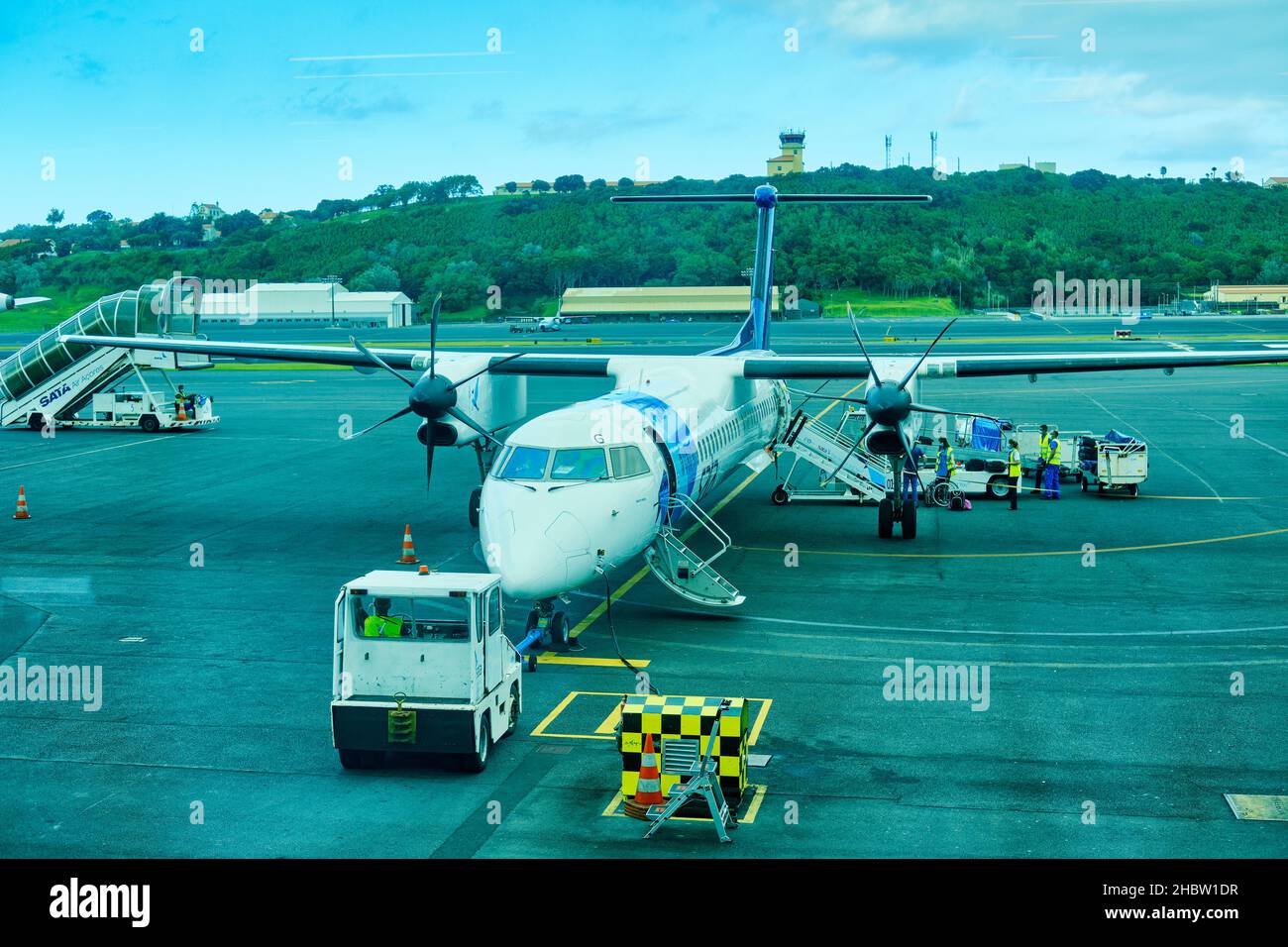 A SATA aircraft, Lages airport, Terceira island. Azores, Portugal Stock ...
