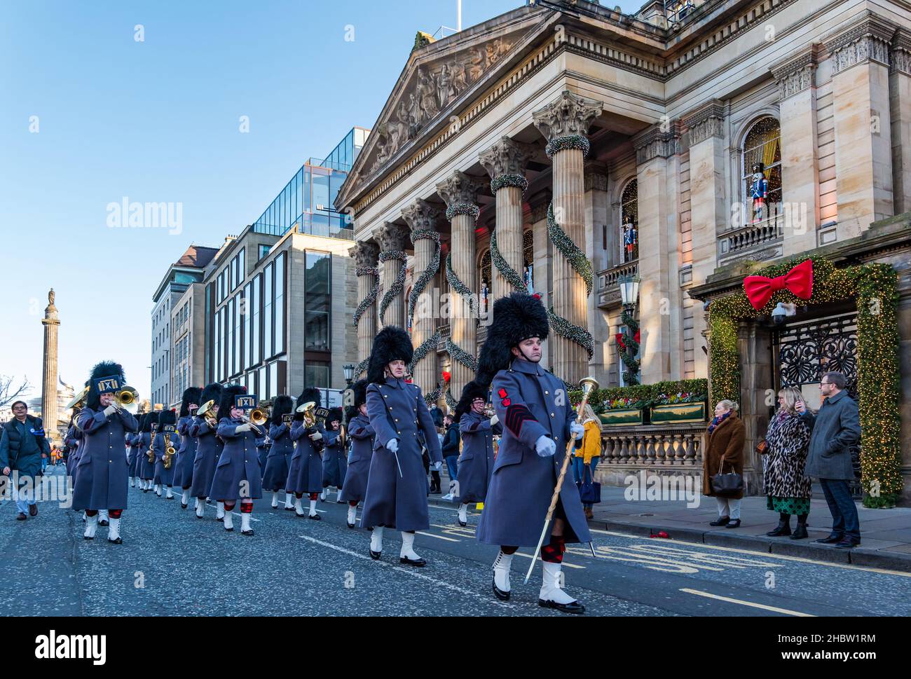 Scottish regiment military band playing brass instruments at Diwali festival parade,