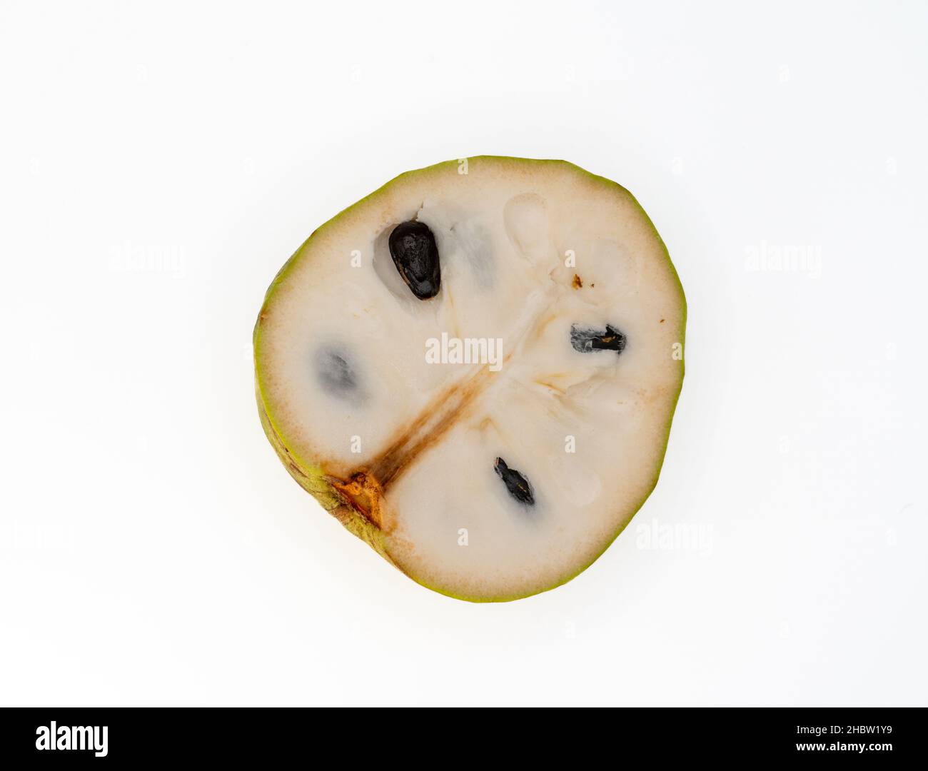 Cherimoya sliced tropical fruit isolated on white Stock Photo