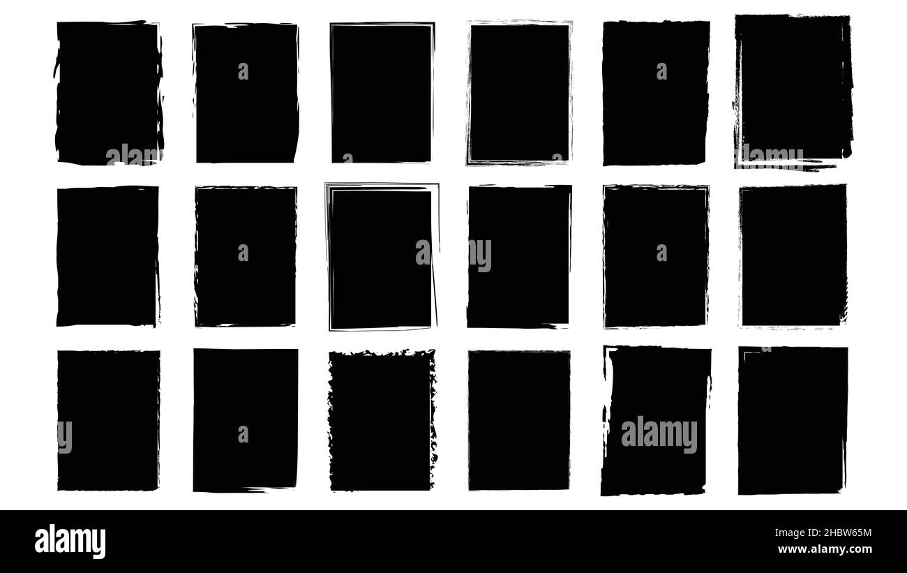 Dirty frames for design in grunge style. Ink brush strokes. A set of ...