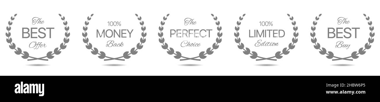 Best quality grey laurel wreath label set Stock Vector Image & Art - Alamy