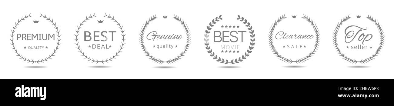 Premium quality grey laurel wreath label set Stock Vector Image & Art ...