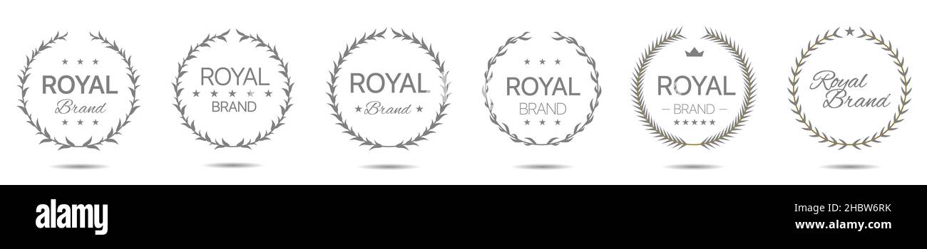 Royal brand grey laurel wreath label set Stock Vector Image & Art - Alamy