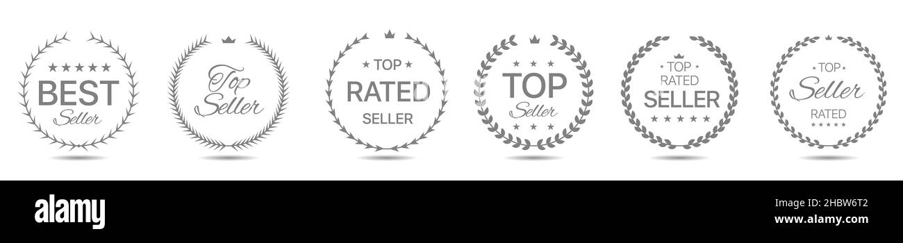 Best seller grey laurel wreath label set Stock Vector Image & Art - Alamy