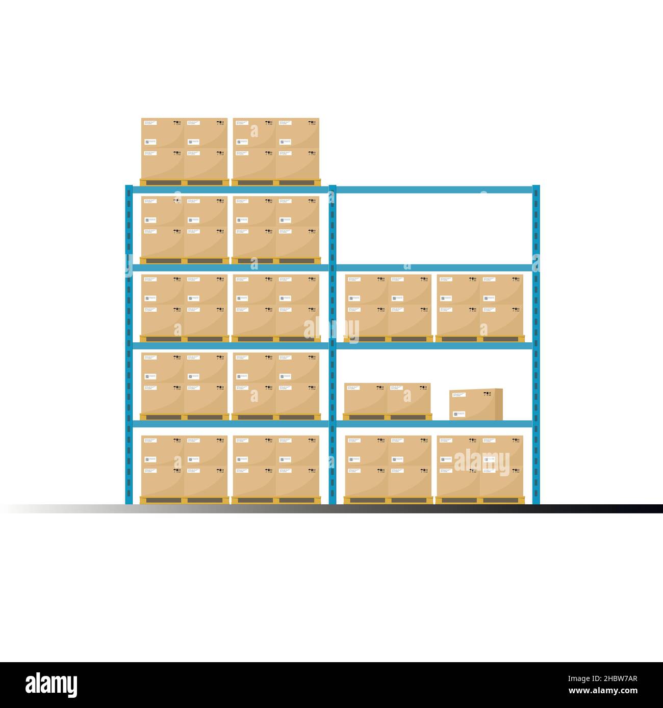 Rack for storing boxes with goods. Warehouse storage Stock Vector Image
