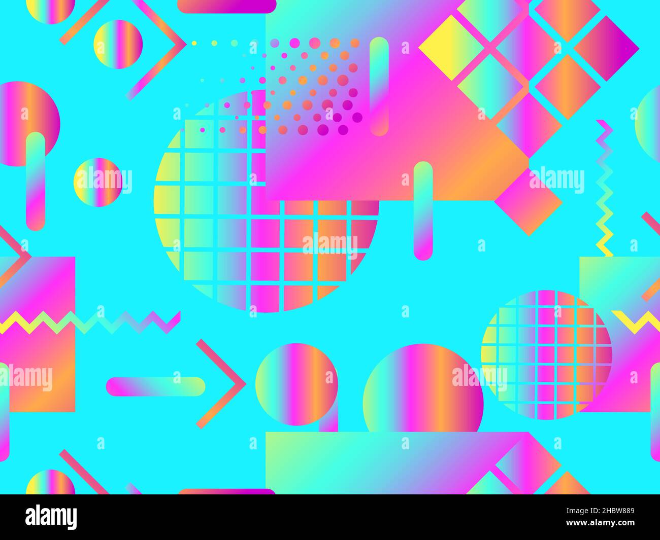 Seamless pattern with gradient geometric shapes in the style of the 80s ...