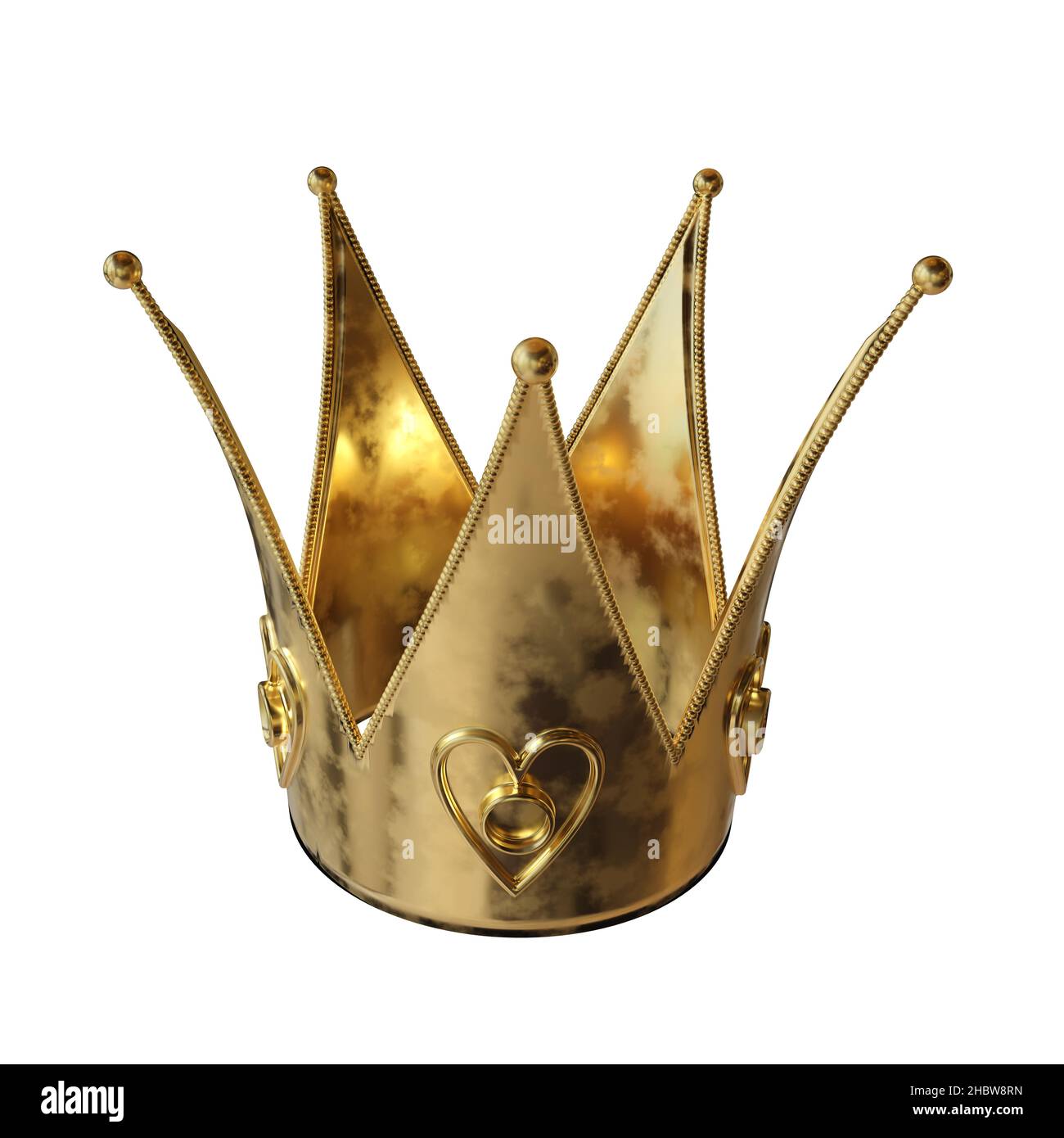 A 3d rendering of a golden crown isolated on white background Stock ...