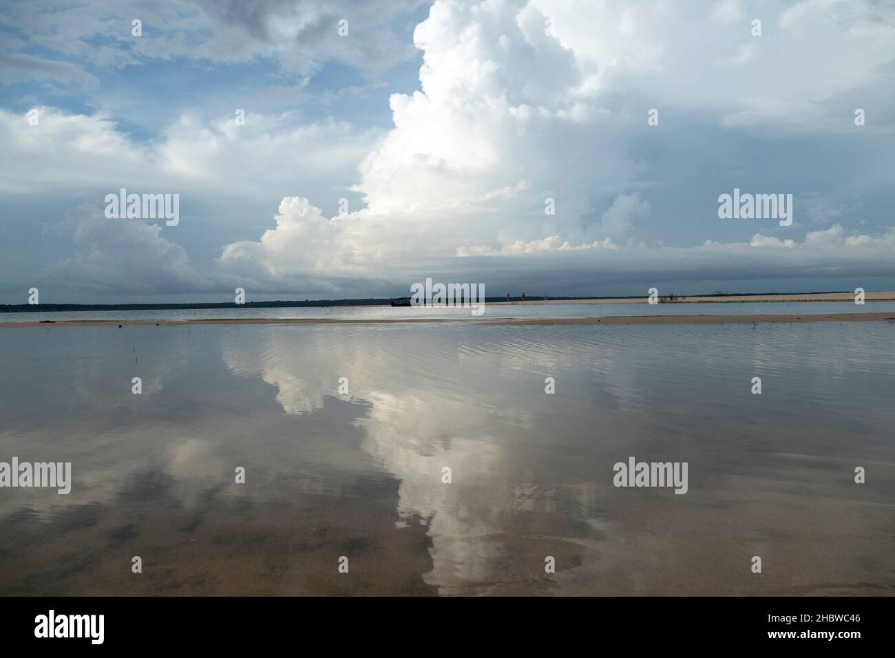 Reflections in water. Landscape in the Arapiuns River, Brazilian Amazon. Stock Photo