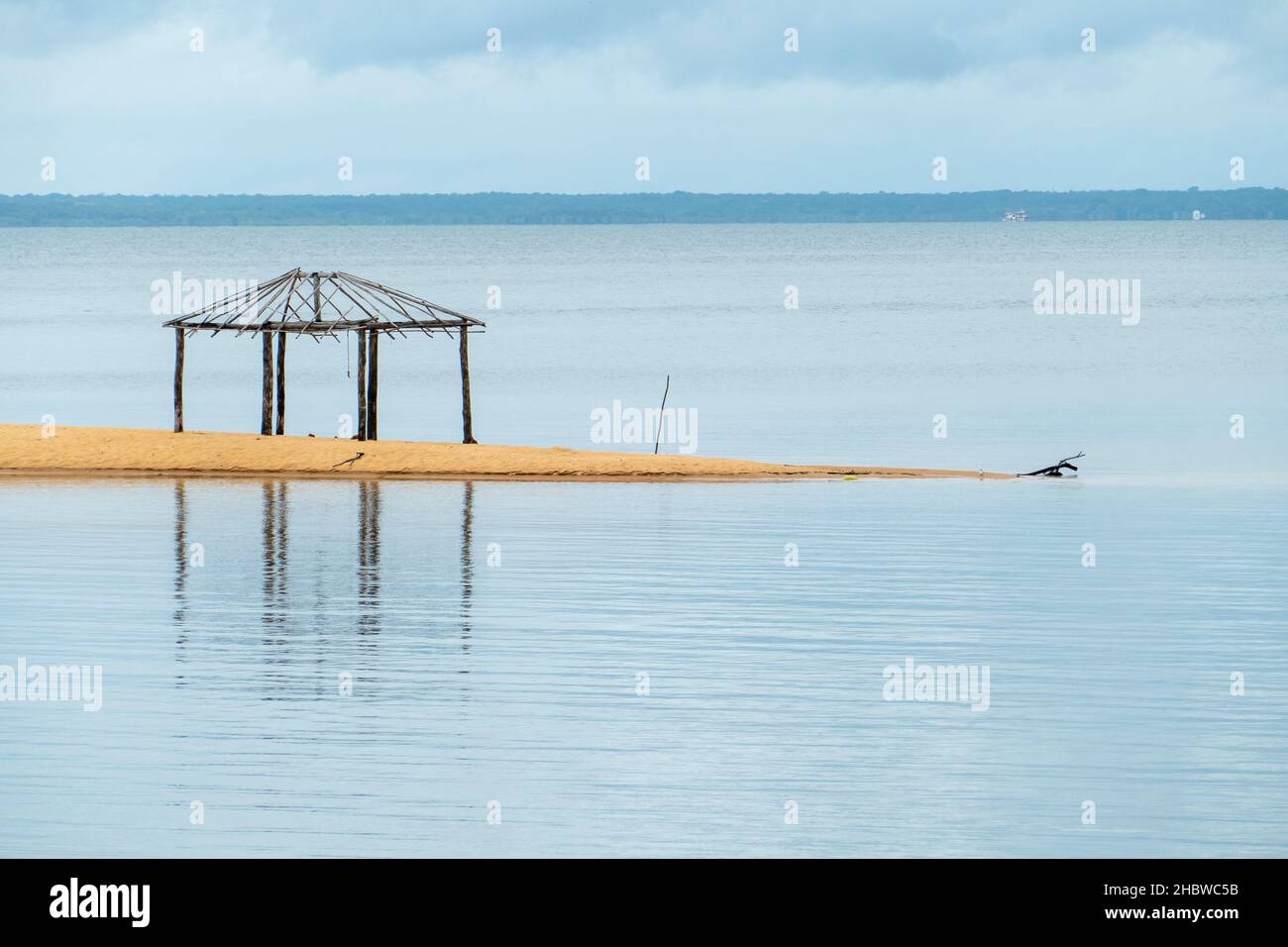 Reflections in water. Landscape in the Arapiuns River, Brazilian Amazon. Stock Photo