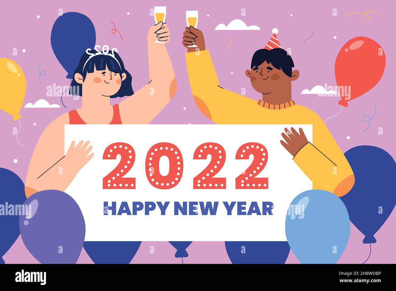 hand drawn flat new year background abstract design vector illustration Stock Vector