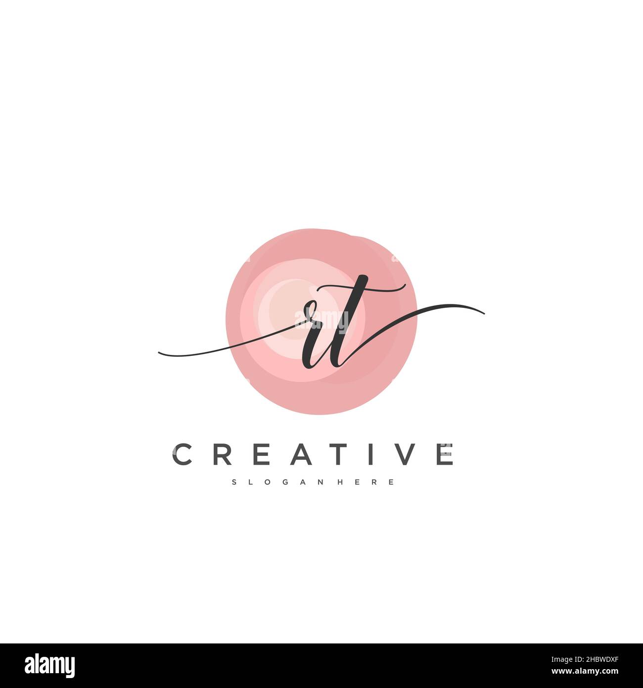 RT Initial handwriting minimalist geometric logo template vector art, Logo for business beauty, fashion, and other art Stock Vector