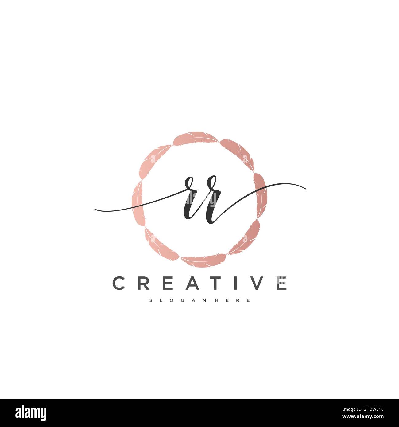 RR Initial handwriting minimalist geometric logo template vector art ...