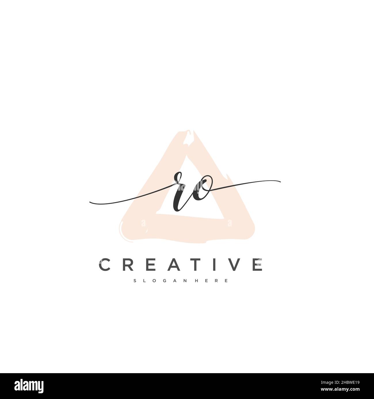RO Initial handwriting minimalist geometric logo template vector art, Logo for business beauty, fashion, and other art Stock Vector