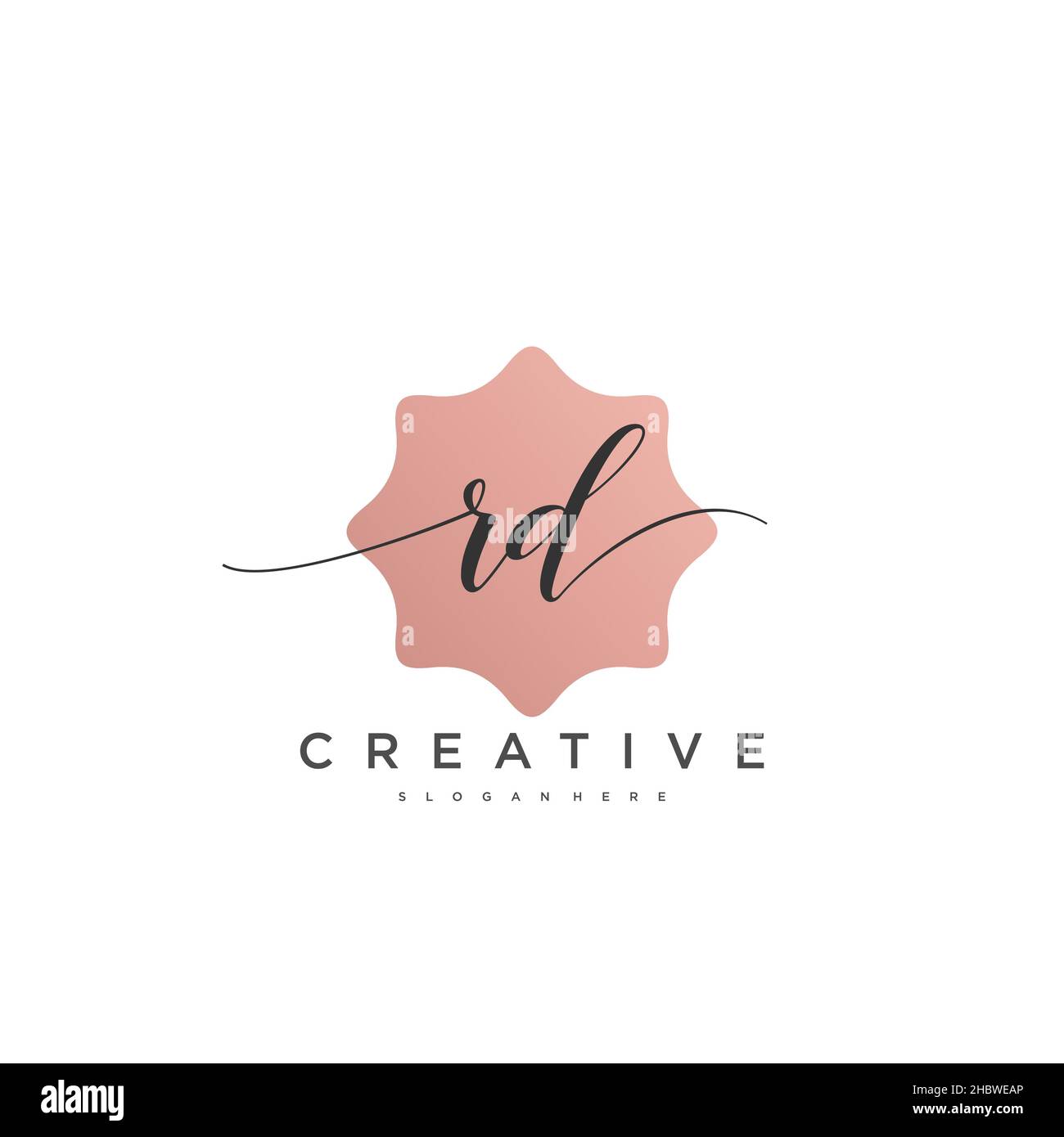 RD Initial handwriting minimalist geometric logo template vector art ...