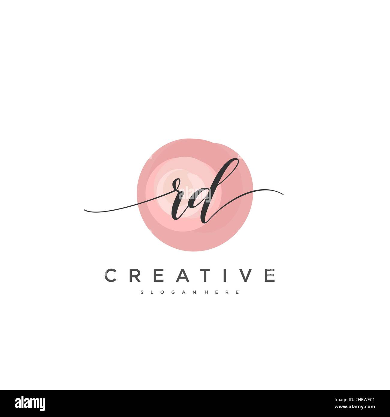 RD Initial handwriting minimalist geometric logo template vector art ...